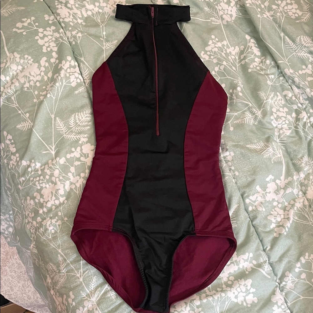 Black and Burgundy leotard